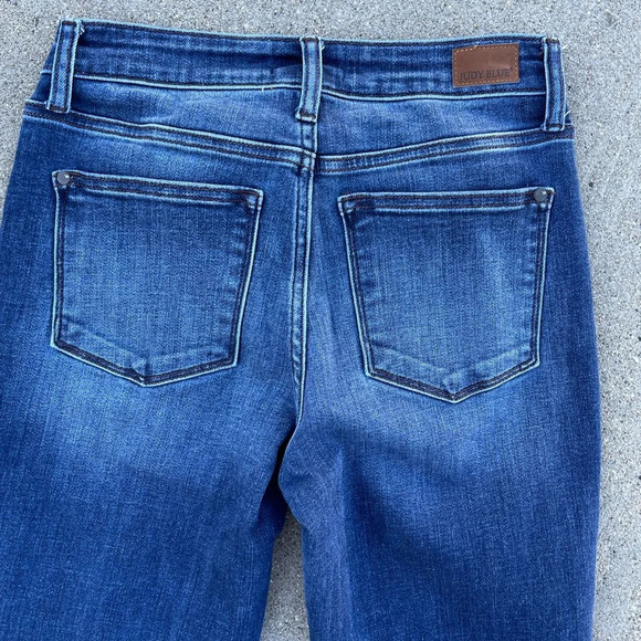 Judy Blue Slim Fit Jeans 3/26 Straight Dark Blue Tapered leg - Picture 5 of 5